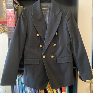 Banana Republic Outlet Black Double-Breasted Blazer with Gold Buttons